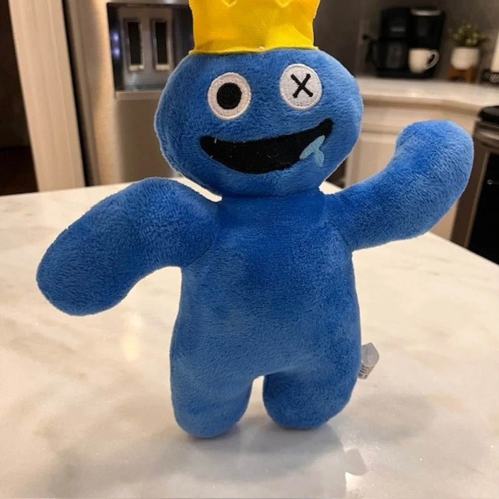 Rainbow Friends Blue Plush Toy‎ with Crown Kids Stuffed Animal Doll